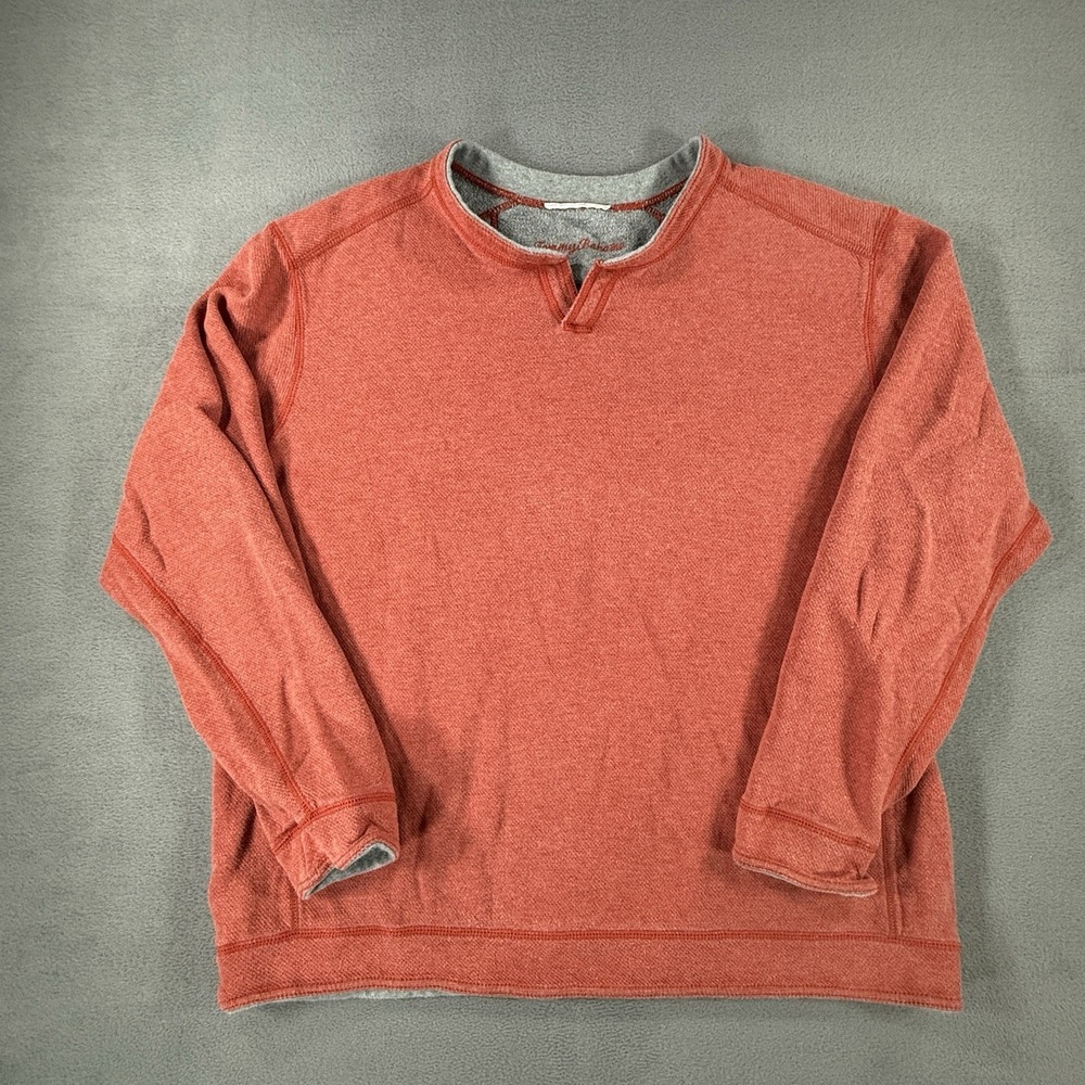 Tommy Bahama Reversible Pullover Mens Large Crewneck Sweatshirt Orange Gray
